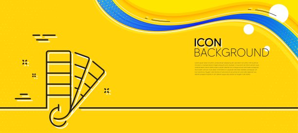 潘通色卡行图标。画家彩色书标。最小线黄色横幅。向量图片下载