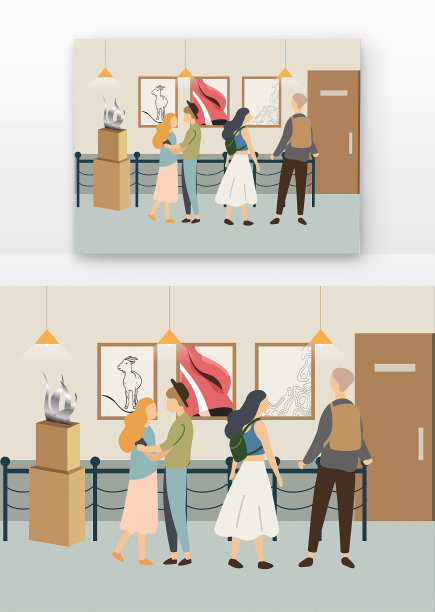 博物馆里参观画展图片下载