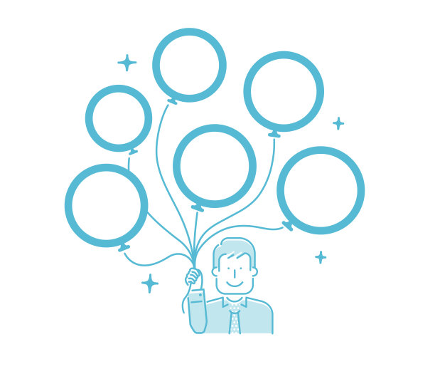 多气球商人矢量图(气球内设计空间)图片下载