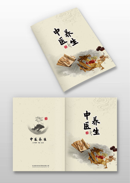 水墨中国风中医养生封面设计图片下载