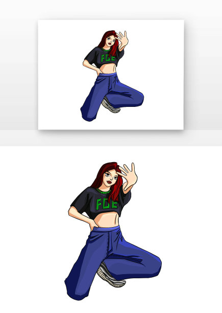 单膝蹲着的女孩子图片下载