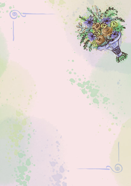水彩背景上手绘的花束。普罗旺斯风格框架邀请。图片下载