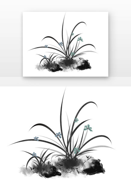 国风水墨兰花古风元素图片下载