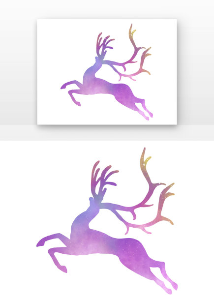 奔跑麋鹿星空剪影图片下载