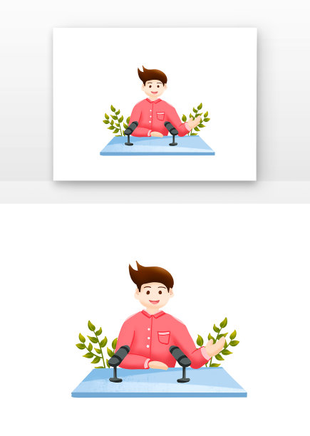 记者采访红色衣服元素图片下载