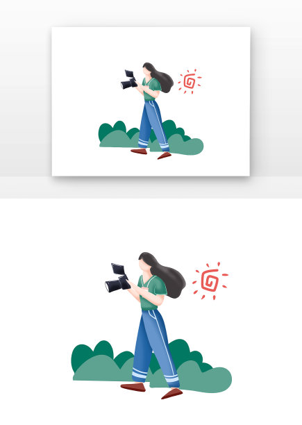 阳光下的女记者元素图片下载