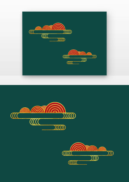 祥云红色金色纹理元素图片下载