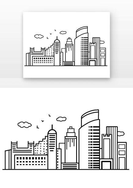 线性城市建筑手绘图片下载