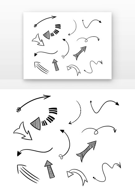 意识流黑白虚线箭头图片下载