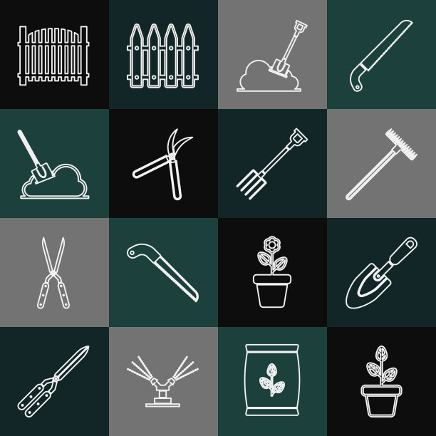 在盆栽花园中设置线花，用铲子或铲子图片下载