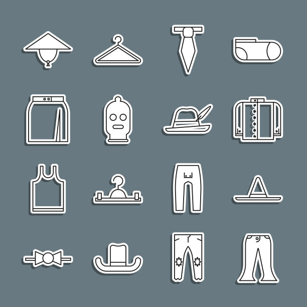 设置线裤园丁工人帽子t恤领带图片下载