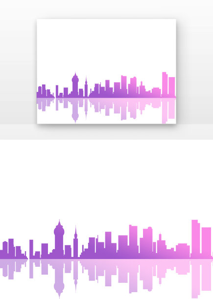 紫色高楼建筑城市剪影图片下载