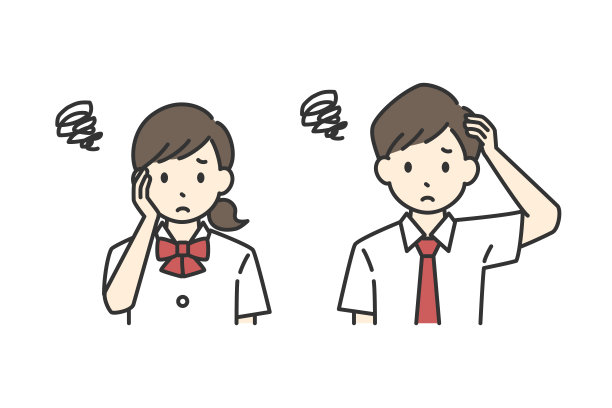 忧心忡忡的男女学生插画(夏装)图片下载