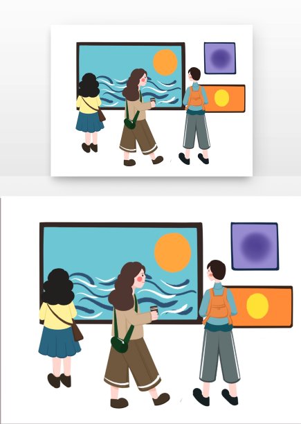 人物朋友一起参观博物馆图片下载