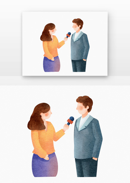 女记者采访西装男图片下载