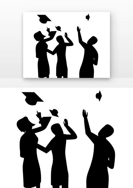扔学士帽剪影学生毕业图片下载