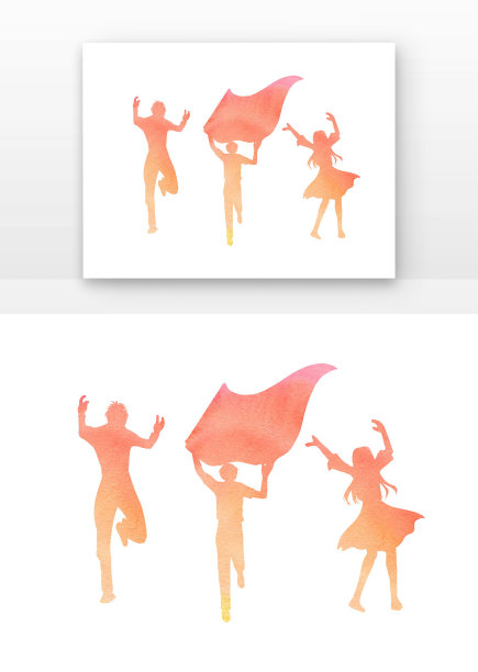 青年人剪影彩色人物奔跑图片下载