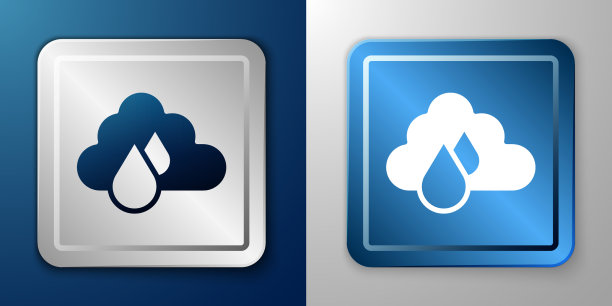 白云与雨图标隔离在蓝色和图片下载