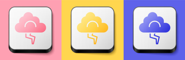 等距风暴图标孤立在粉红色，黄色和图片下载