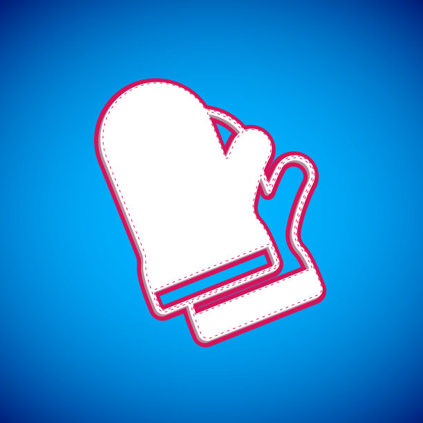 白色防护手套图标隔离在蓝色上图片下载