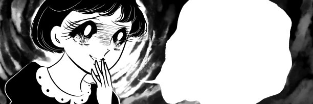 恐怖的黑白插图，一个美丽的黑头发女孩从70年代的手画受到惊吓。图片下载