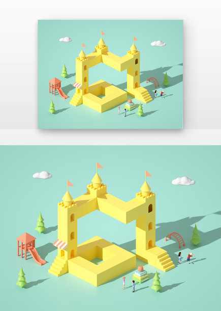 61儿童节错位立体字场景图片下载