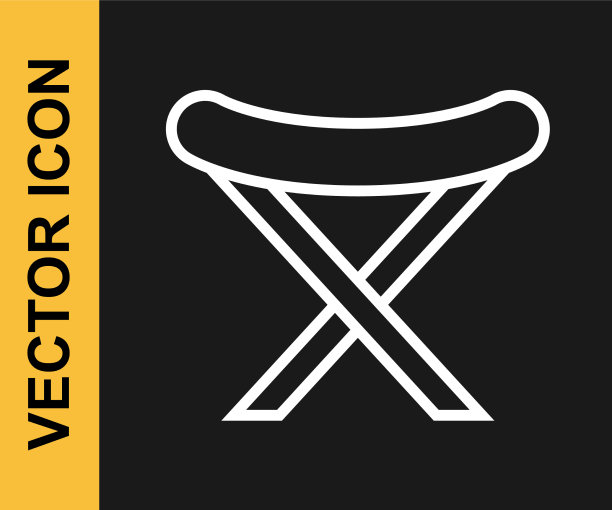 白线露营便携式折叠椅图标图片下载