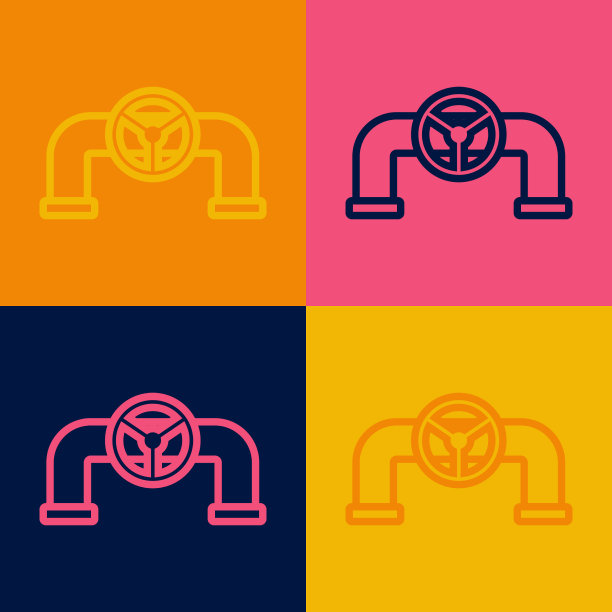 波普艺术线油管与阀门图标隔离上图片下载