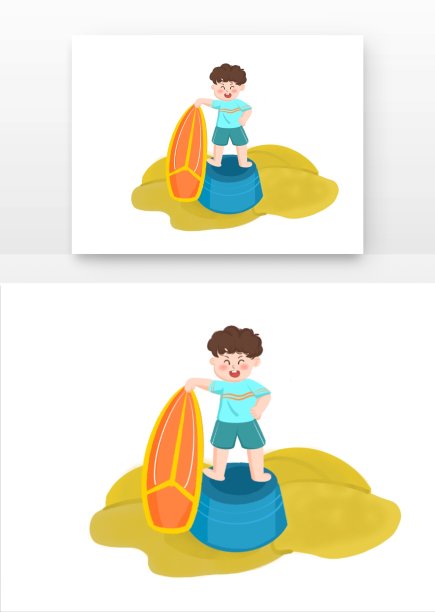 夏天暑假男孩在沙滩上玩图片下载