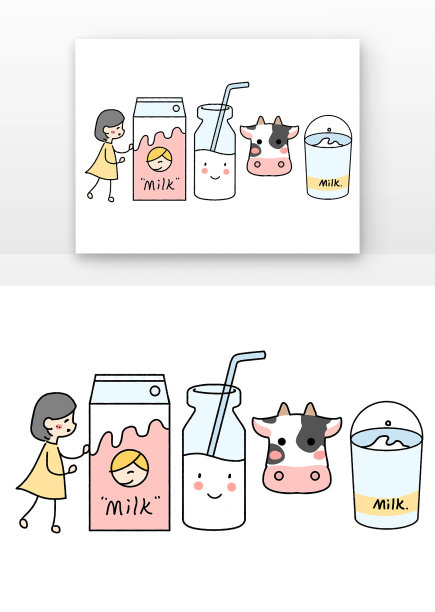 牛奶简约创意组合元素图片下载