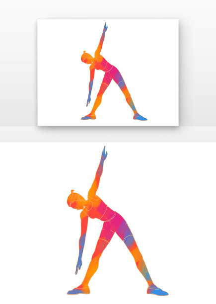 剪影做体操女士彩色剪影图片下载
