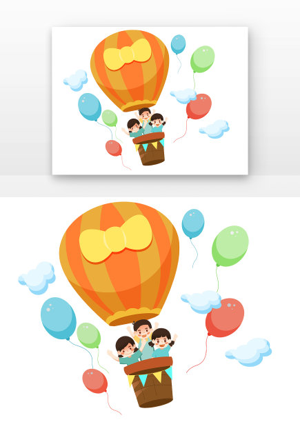 儿童与气球蝴蝶结热气球和儿童图片下载