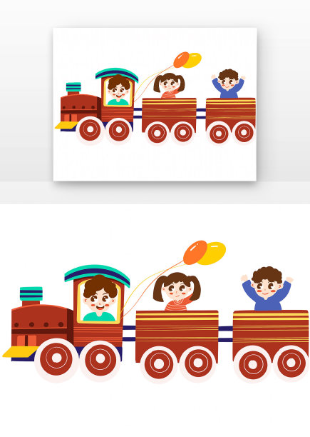 儿童玩小火车元素图片下载