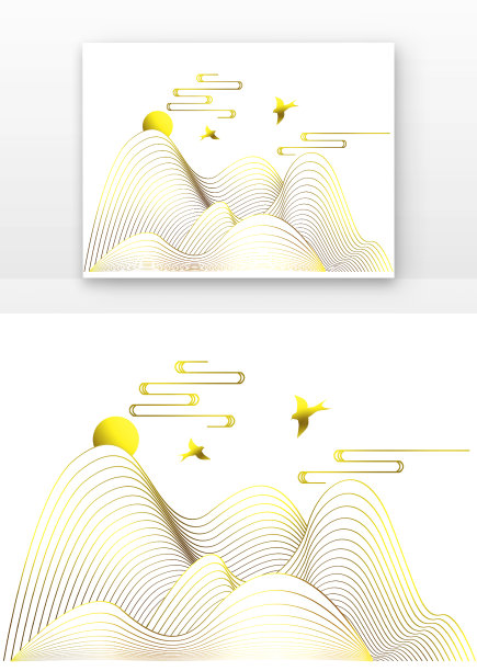 中国风中国风山烫金线性山图片下载