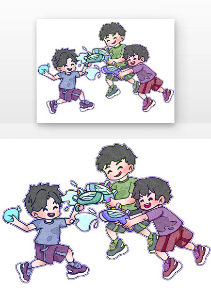 儿童玩水枪图片下载
