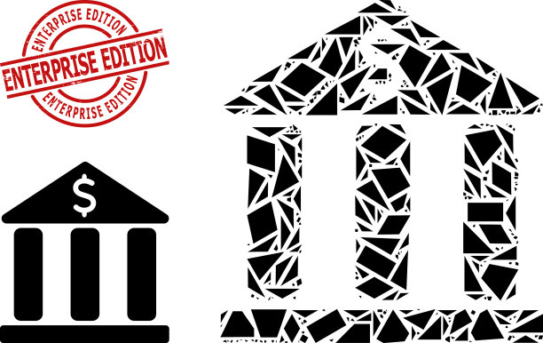 几何银行建筑图标马赛克和窘迫图片下载