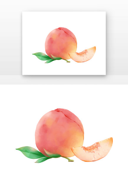 水彩夏季水果水蜜桃图片下载