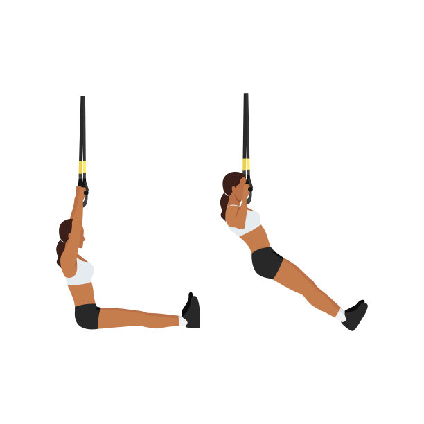 女子做TRX引体向上运动图片下载