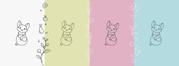 可爱稚气的动物小孩标志形状的标志图片下载