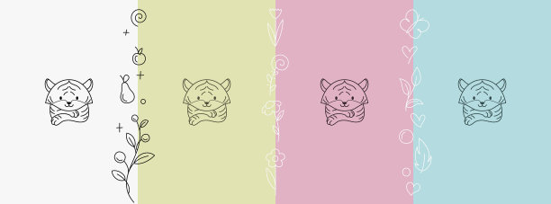 可爱稚气的动物小孩标志形状的标志图片下载