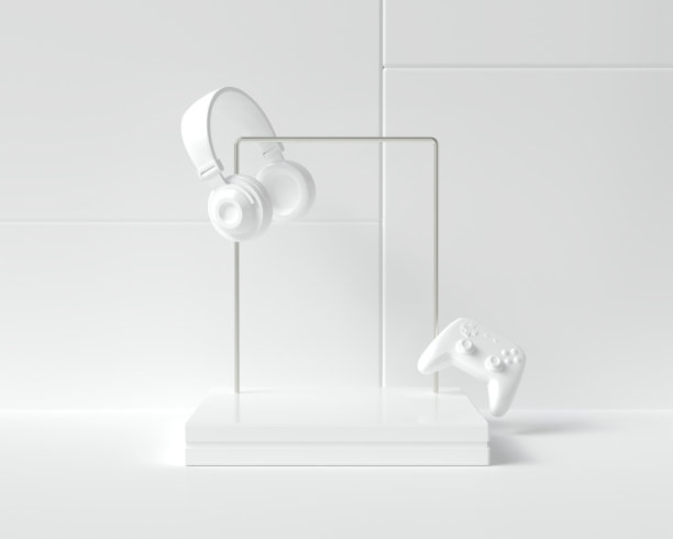 技术背景、游戏和舞台来投放产品。3 d场景。图片下载