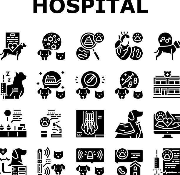 医院宠物健康检查图标设置图片下载