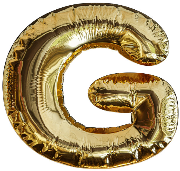 金色气球字母g 3D渲染。图片下载