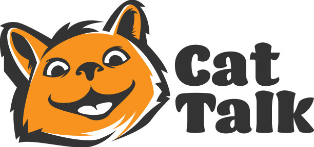 现代设计猫说话可爱的橙色标志设计图片下载