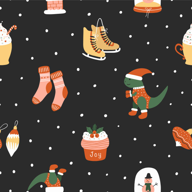 圣诞无缝图案与有趣的元素图片下载