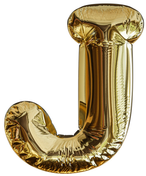 金色气球字母j 3D渲染。图片下载