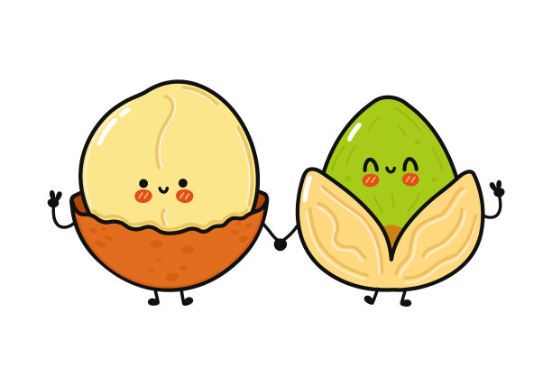 可爱有趣快乐的澳洲坚果和开心果图片下载