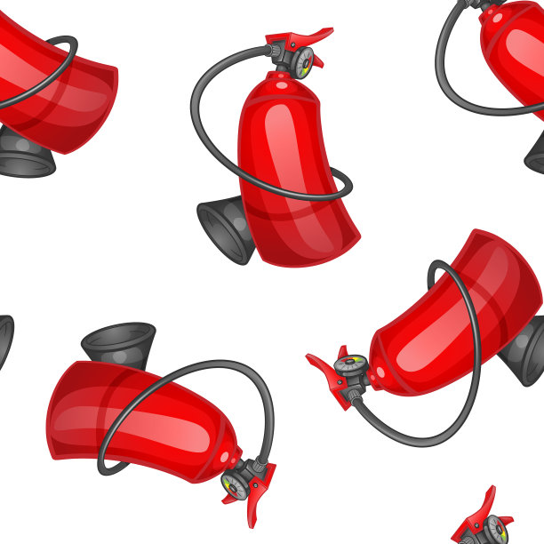 无缝图案的红色卡通灭火器图片下载