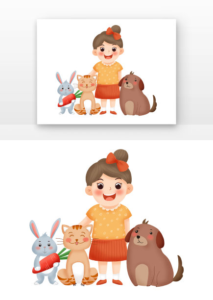 儿童与卡通动物可爱萌宠图片下载