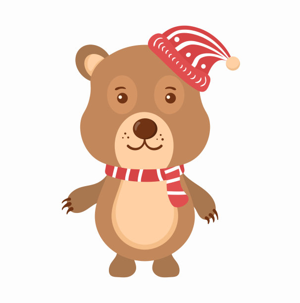 一套可爱的圣诞动物雪人角色图片下载